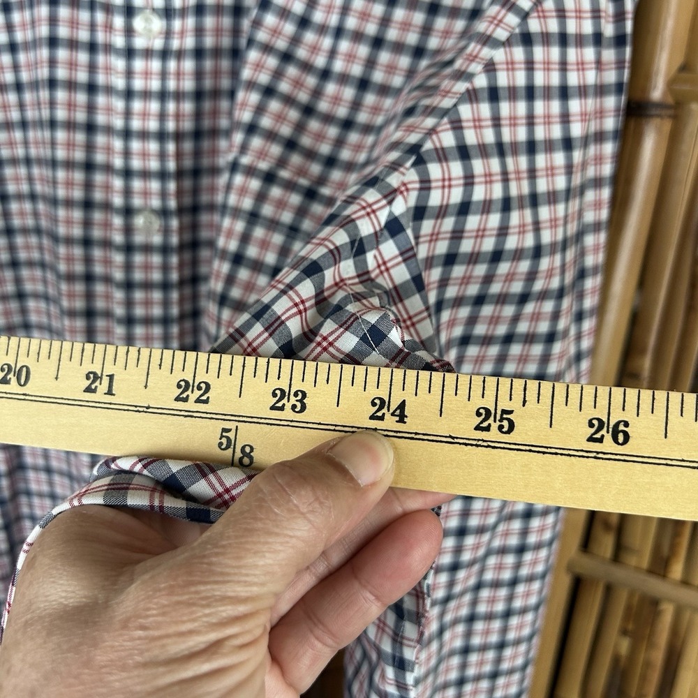 LL BEAN Traditional Fit Red Wht Blue Plaid Long Sleeve Button Men's Shirt Large - Picture 13 of 15